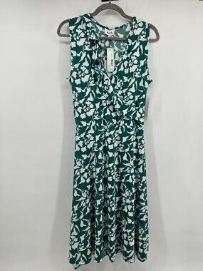 NWT Leota Aneeka Knit Faux Wrap Dress - L Green/White